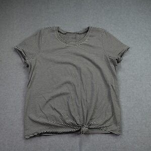 Madewell Shirt‎ Womens Small Black White Tie-Front Striped Casual Short Sleeve